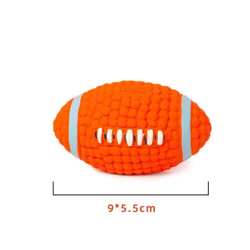 image-EETOYS Latex Rugby Tennis Dog Toy - Melon Large Sound Ball Pet