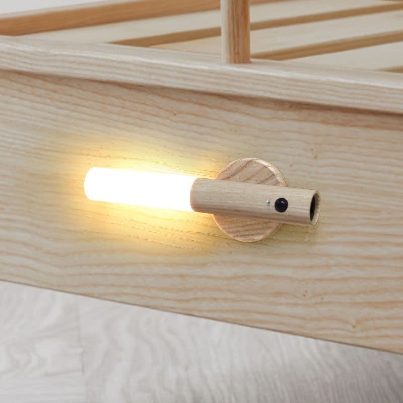 image-Smart Human Body Sensing LED Night Light Table Lamp - Walnut European Style Multifunctional