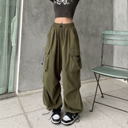 image-Women's Summer Casual Pants - Apricot High Waist Wide Leg