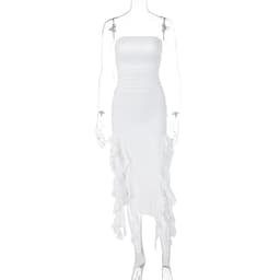 image-Women's Sleeveless Midi Dress - Irregular Tube Top Summer