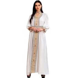 image-AB199 Middle East women's cross-border summer new abaya ladies party robe Muslim evening dress long skirt