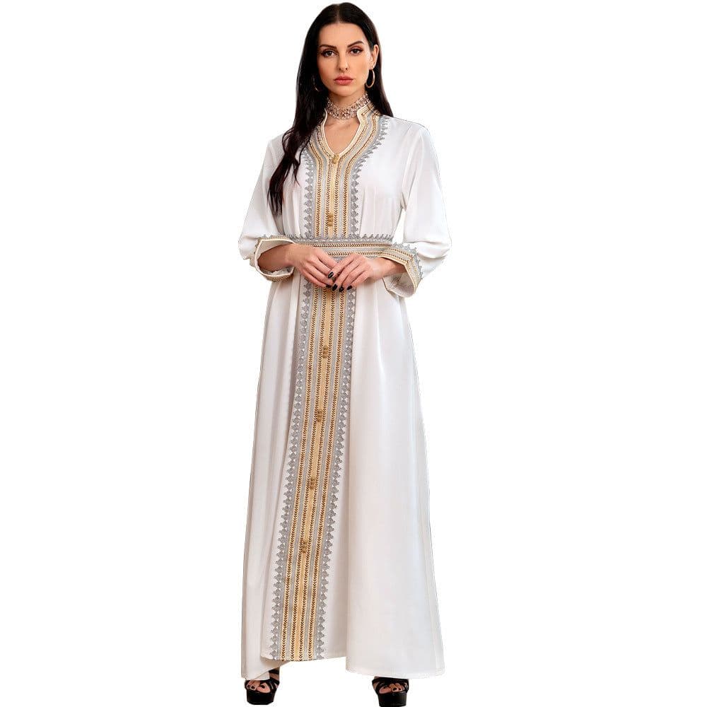 image-AB199 Middle East women's cross-border summer new abaya ladies party robe Muslim evening dress long skirt
