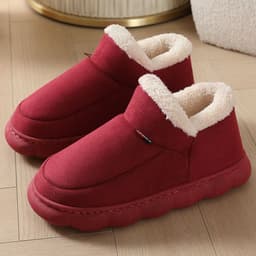 image-Enjoy Velvet Cotton Shoes - Burgundy Unisex Winter