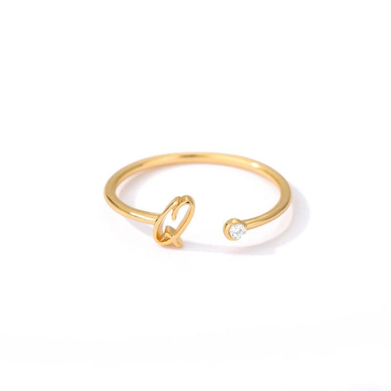 image-Cross-border simple letter ring English letter ring women's opening adjustable ring name ring spot
