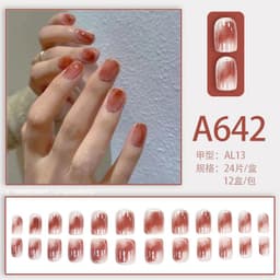 image-Autumn and winter gentle and pure desire simple style wearable manicure patches short, medium and long style white removable fake nail patches