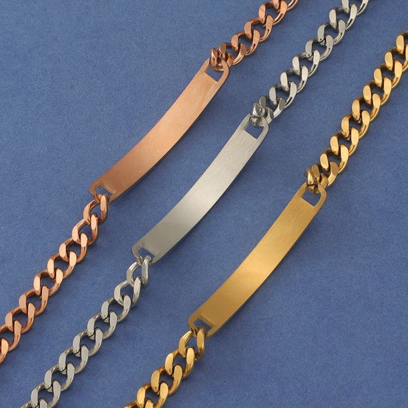 image-RUMNVNTY Stainless Steel Couple Engraving Bracelet
