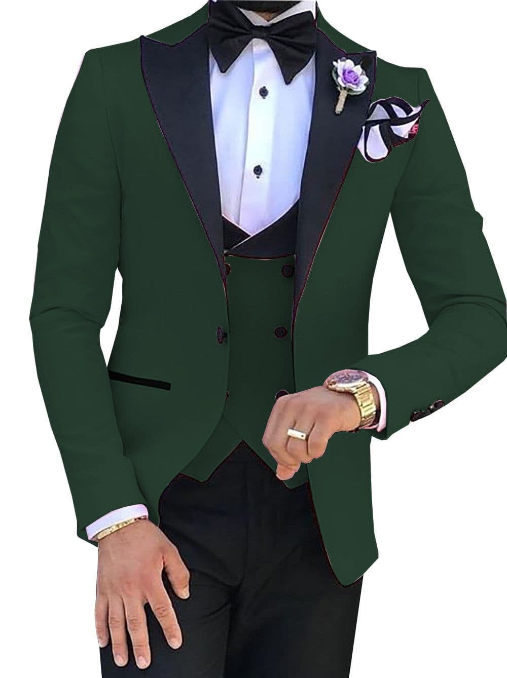 image-Cross-border Explosive Men's Suit Three-piece Suit Gun Barge Collar Wedding Suit Men's Suit One Drop Shipping Factory