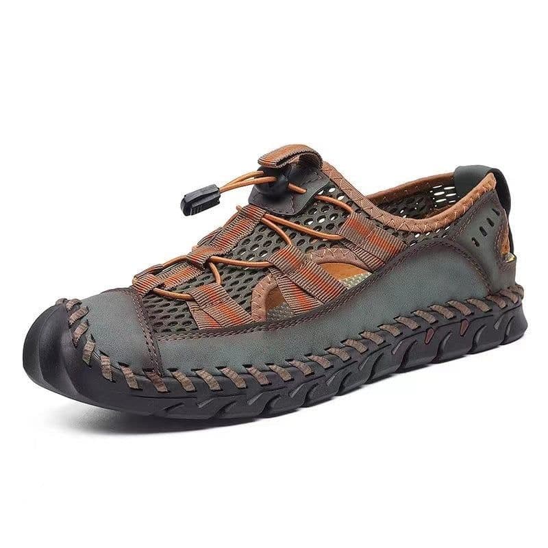 image-Men's Sandals Size 48 Brown Microfiber Breathable