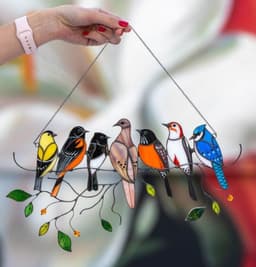 image-dripping oil seven bird pendant new multi-bird pendant painted window decoration alloy group bird bird pendant pendant