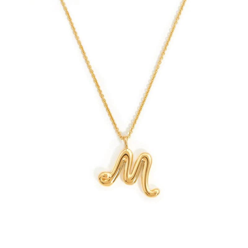 image-Brass Alphabet Necklace Unisex Initial Pendant Gold Plating