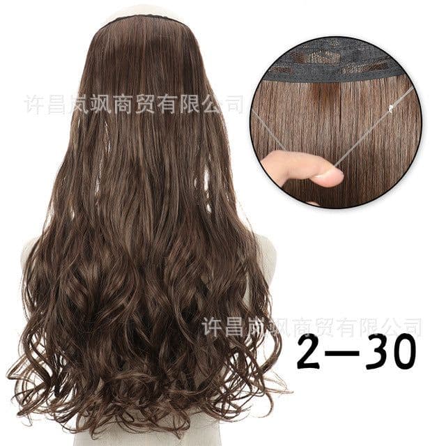 image-Lansa Adjustable Wig Piece 56 cm Seamless Long Curly Hair