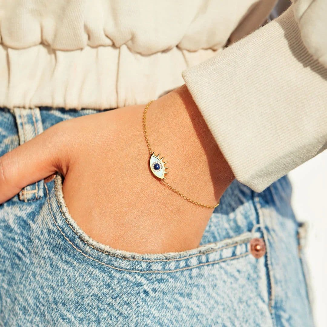 image-Evil Eye Enamel Bracelet - Women's Fashion Jewelry