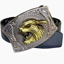 image-Men's Belt Knife - Trendy PU Leather, Alloy Buckle, 130cm