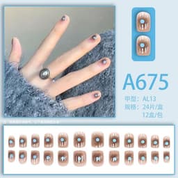 image-Autumn and winter gentle and pure desire simple style wearable manicure patches short, medium and long style white removable fake nail patches