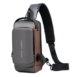 image-Men's Anti-theft Chest Bag - Gray Polyester