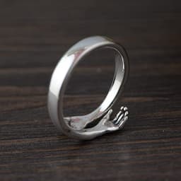 image-925 Silver Ring Creative Embrace Ring Palm Finger Glossy Ring Europe and America Amazon Cross-border Wholesale Ring