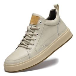 image-Two-layer cowhide men's shoes autumn new flat-heel soft-soled shoes trendy all-match breathable genuine leather casual leather shoes beige
