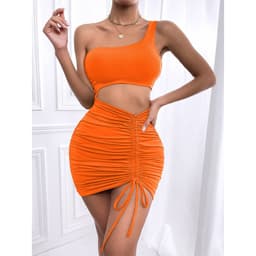 image-TiLeewon Wrap Dress - Fluorescent Orange Hollow XL