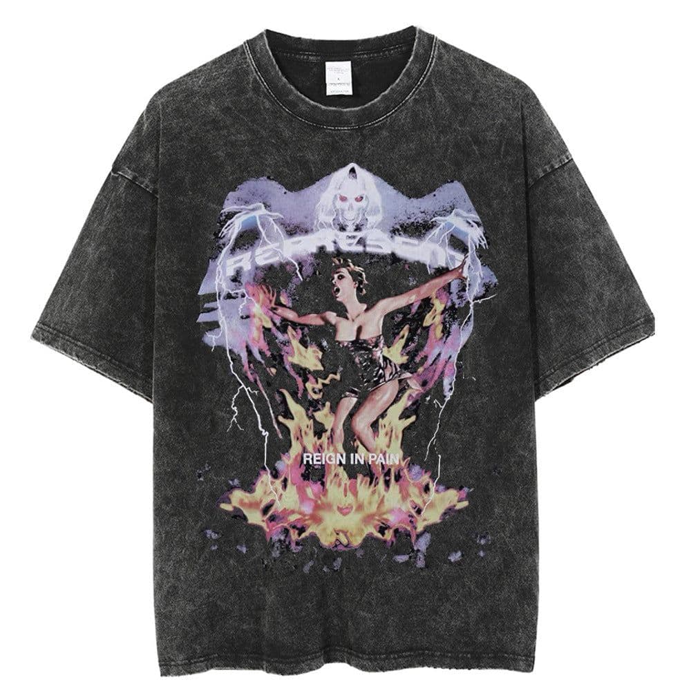 image-Black Cartoon T-Shirt, Breathable, XXXL, Loose Fit, Men's