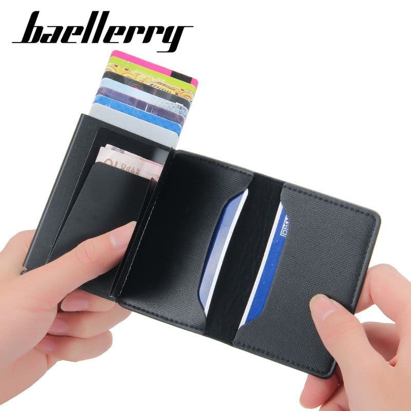 image-2021 new men's and women's neutral card holder metal aluminum shell anti-magnetic automatic pop-up rfid business card holder card holder