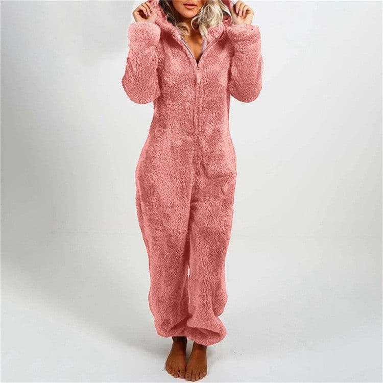 image-Women's Hooded Jumpsuit Fleece - Light Purple 5XL