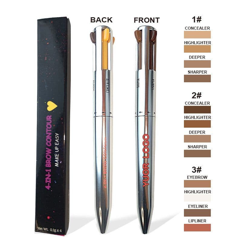 image-4-in-1 Eyebrow Pencil - 4 Colors Brown - Easy Contour
