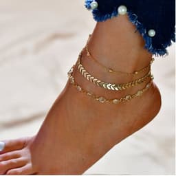 image-Lan Yi Hua Shi Anklet - Rhinestone Multilayer Women's