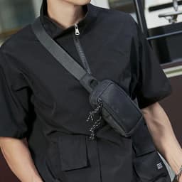 image-Men's Chest Bag - Black Oxford Cloth Small