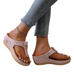 image-Women's Thong Wedge Sandals - Sky Blue Size 43