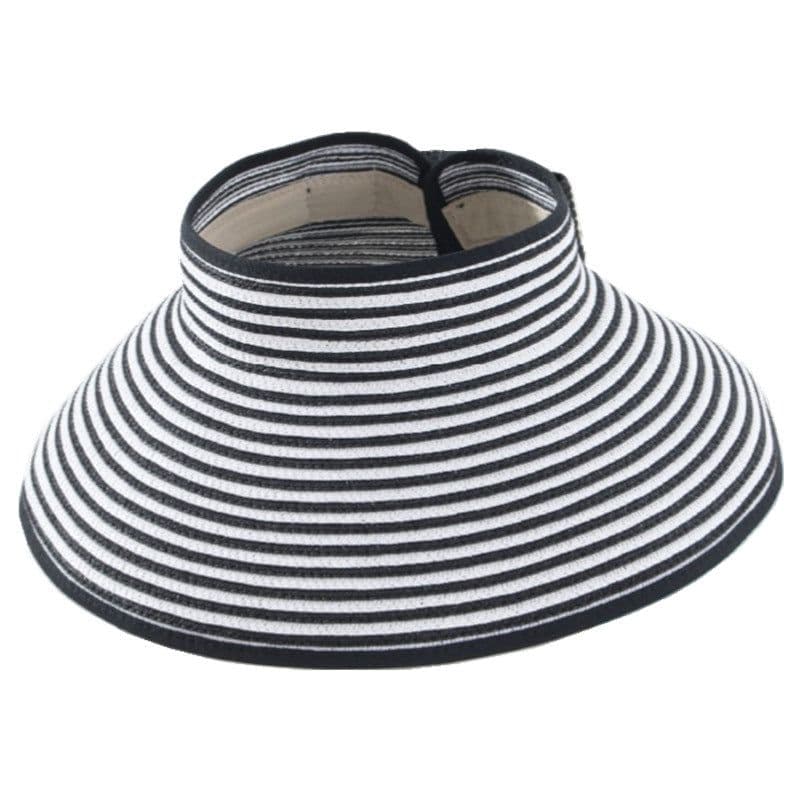 image-Korean Striped Sun Hat, Straw, Child-Adjustable, Summer Sky Blue