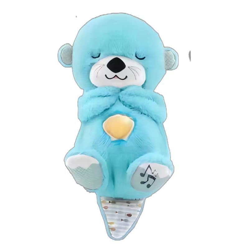 image-Blue Breathing Plush Otter Bear Toy with Music/Voice