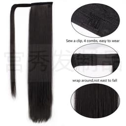 image-European and American wig ponytail straight hair extension Velcro chemical fiber ponytail female wig ponytail hair