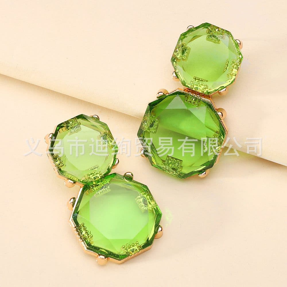 image-Geometric Resin Earrings - Multi-Layer Octagonal Design
