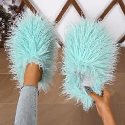 image-Women's Fur Slippers - Warm Home Cotton Slides