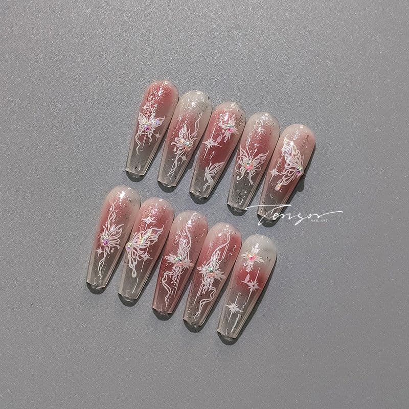 image-Iron element butterfly 5D nail stickers - diamond
