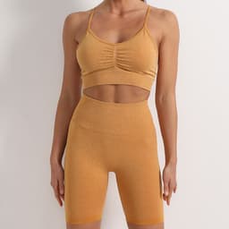 image-Yoga Suit Set - Green Spandex Leggings, Sports Bra, L Size