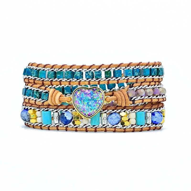 image-Foreign Trade Love Color Blue Opal Cowhide Bracelet