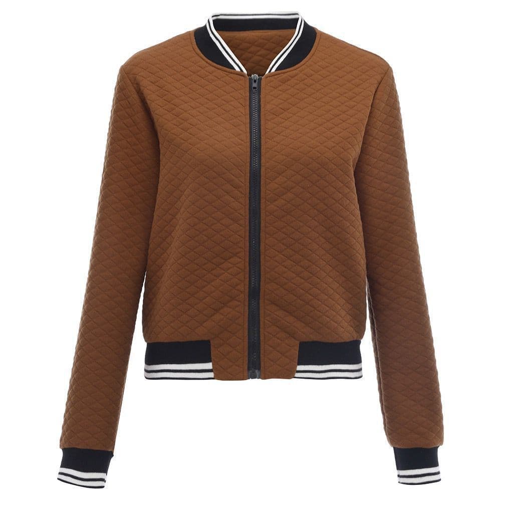 image-Baseball Jacket Women Brown 2XL Slim