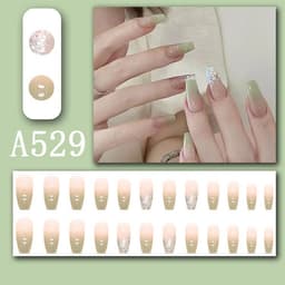 image-Summer fresh, sweet and cool style manicure, wearable nail pieces, French line blending, removable fake nail pieces, finished products wholesale
