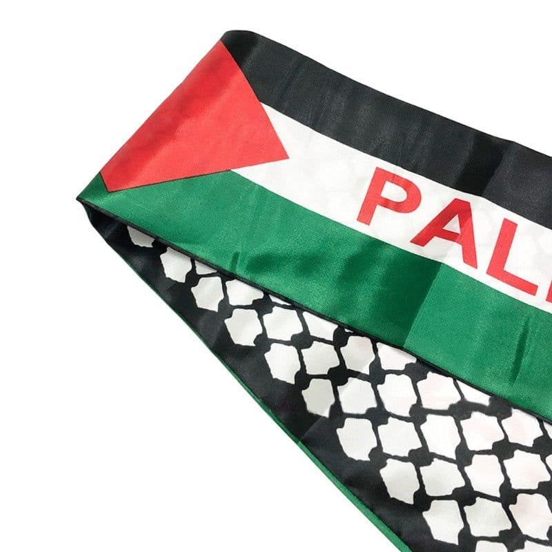 image-Palestinian Flag Satin Scarf 14*130 cm Ethnic Wedding Decoration