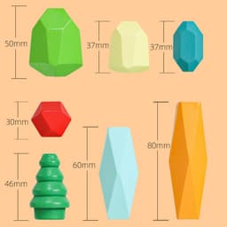 image-Stacking children's educational wooden colored stone balance stacking stone fun building blocks to cultivate children's concentration toys