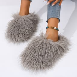 image-Women's Fur Slippers - Warm Home Cotton Slides