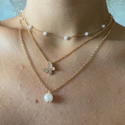 image-Pearl Butterfly Necklace - Diamond Multi-Layer