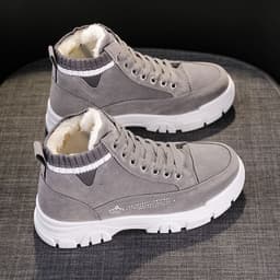 image-Winter women's shoes plus velvet and thickened warm cotton shoes flat heel thick sole 2021 new Korean version versatile student high-top shoes for women