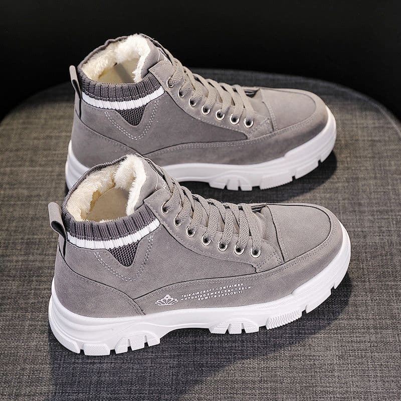 image-Winter women's shoes plus velvet and thickened warm cotton shoes flat heel thick sole 2021 new Korean version versatile student high-top shoes for women