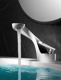 image-Copper Basin Faucet Hot Cold Mix White