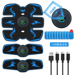 image-Anmer EMS Abdominal Muscle Trainer Belt - Blue, Foldable