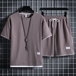 image-Main push 2023 new waffle suit short-sleeved Korean version men's youth trendy short-sleeved suit