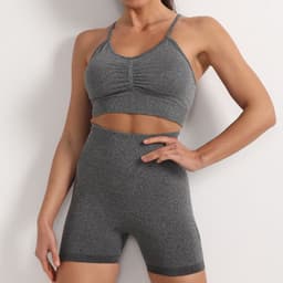 image-Yoga Suit Set - Green Spandex Leggings, Sports Bra, L Size