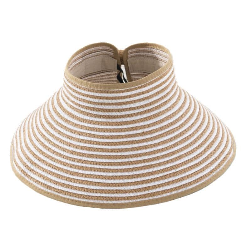 image-Korean Striped Sun Hat, Straw, Child-Adjustable, Summer Sky Blue